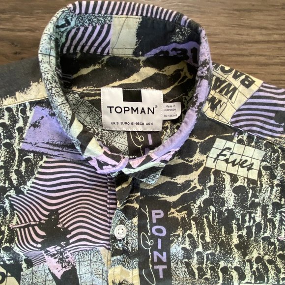 Vintage 80s Style Topman Shirt Sz.S - Picture 2 of 4